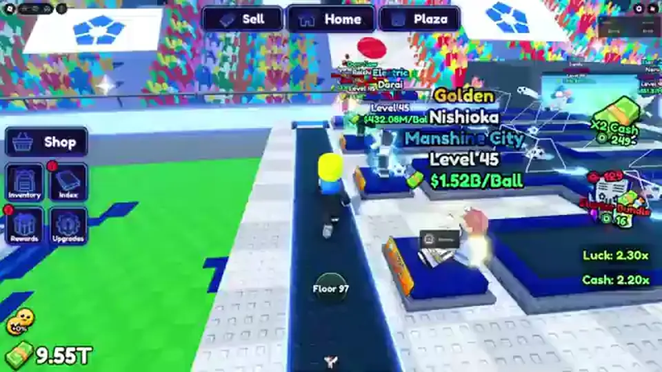 Late-game Blue Lock Farm pads with per-ball Cash on placed characters